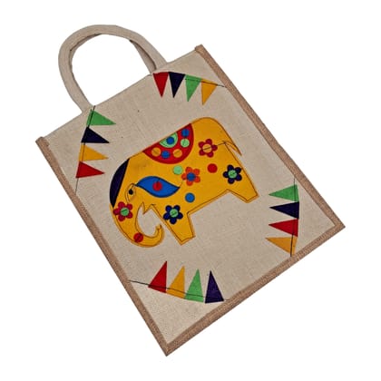 Stylish Eco-Friendly Jute Applique Handwork Bag for Office, College, and Travel - Durable & Waterproof