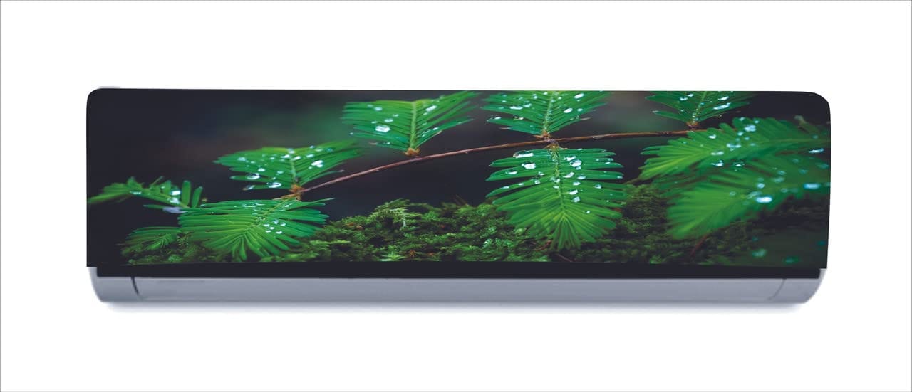 DreamKraft Beautiful Green Leaves Tree AC Sticker (Multicolor PVC Vinyl, 30cm X 91cm)