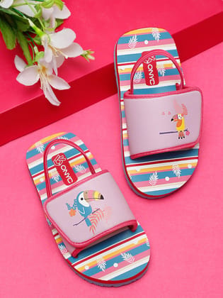 ONYC Girls Sliders | Parrot Lavender With Adjustable Strap & Back Support
