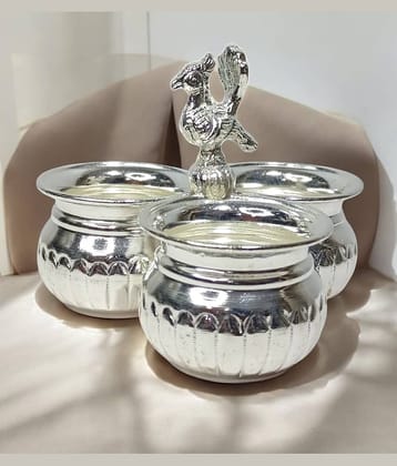 Sigaram Brass 4x3 Inch 3 Cup Panchwala Kum Kum Bharani Cup For Home Pooja Decore K4489