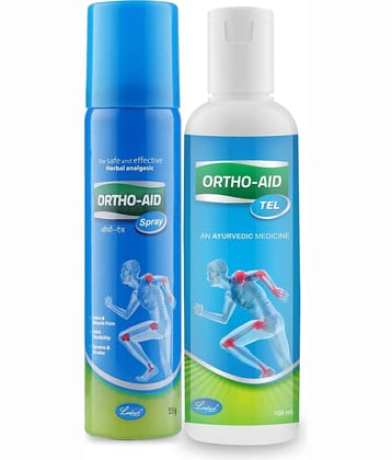 ORTHO AID Ayurvedic Oil (100ml) + Spray (55g) - for Joint & Muscle Pain Relief Combo