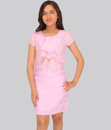 Cutecumber Satin Bodycon Dress For Girls ( Pack of 1 , Pink )