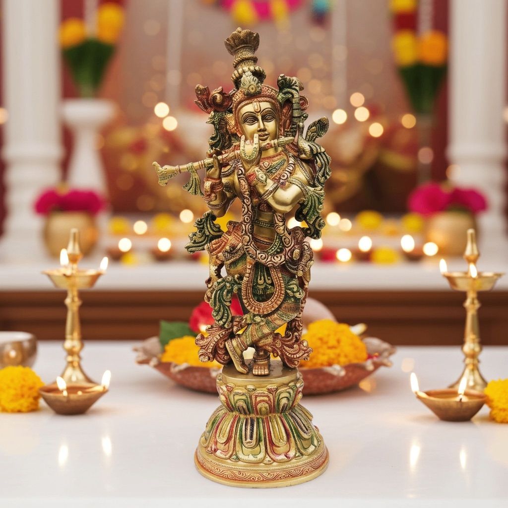 Brass Showpiece Krishna Statue (BSMAS1015 E)