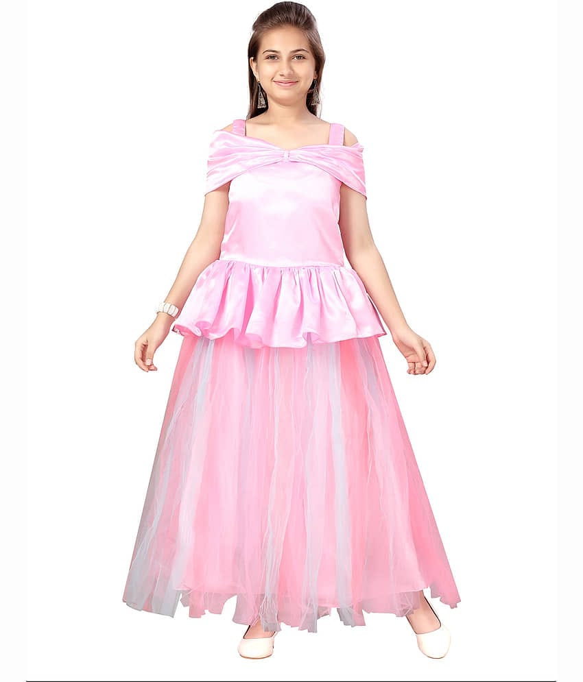Aarika Silk Fit And Flare Dress For Girls ( Pack of 1 , Pink )