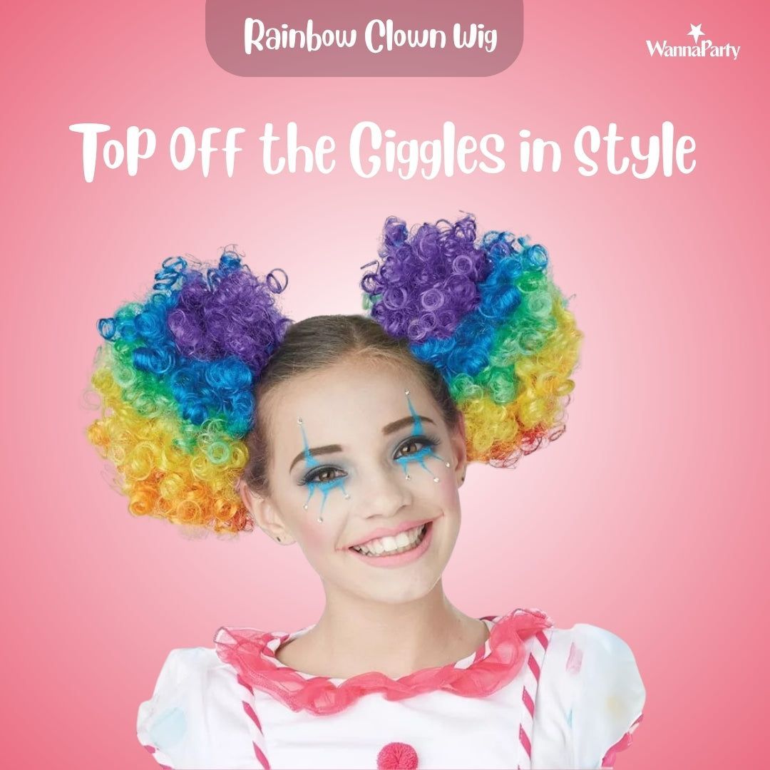 Multi Color Afro Wigs -  Premium Curly Afro wigs Clown Joker Malinga Unisex Funky Hair Wig - 1PC