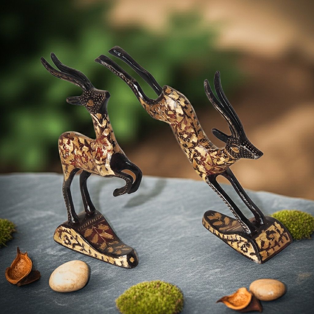 Running Brass Deer Statue for Vastu & Home Decoration, Height : 7.5 Inch (ANMAS023 A)