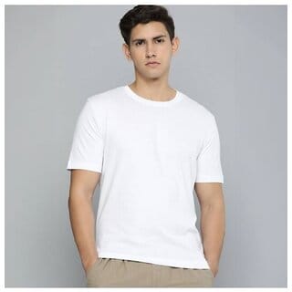 Code Yellow Cotton Regular Fit Solid Half Sleeves Men's Round T-Shirt (White)