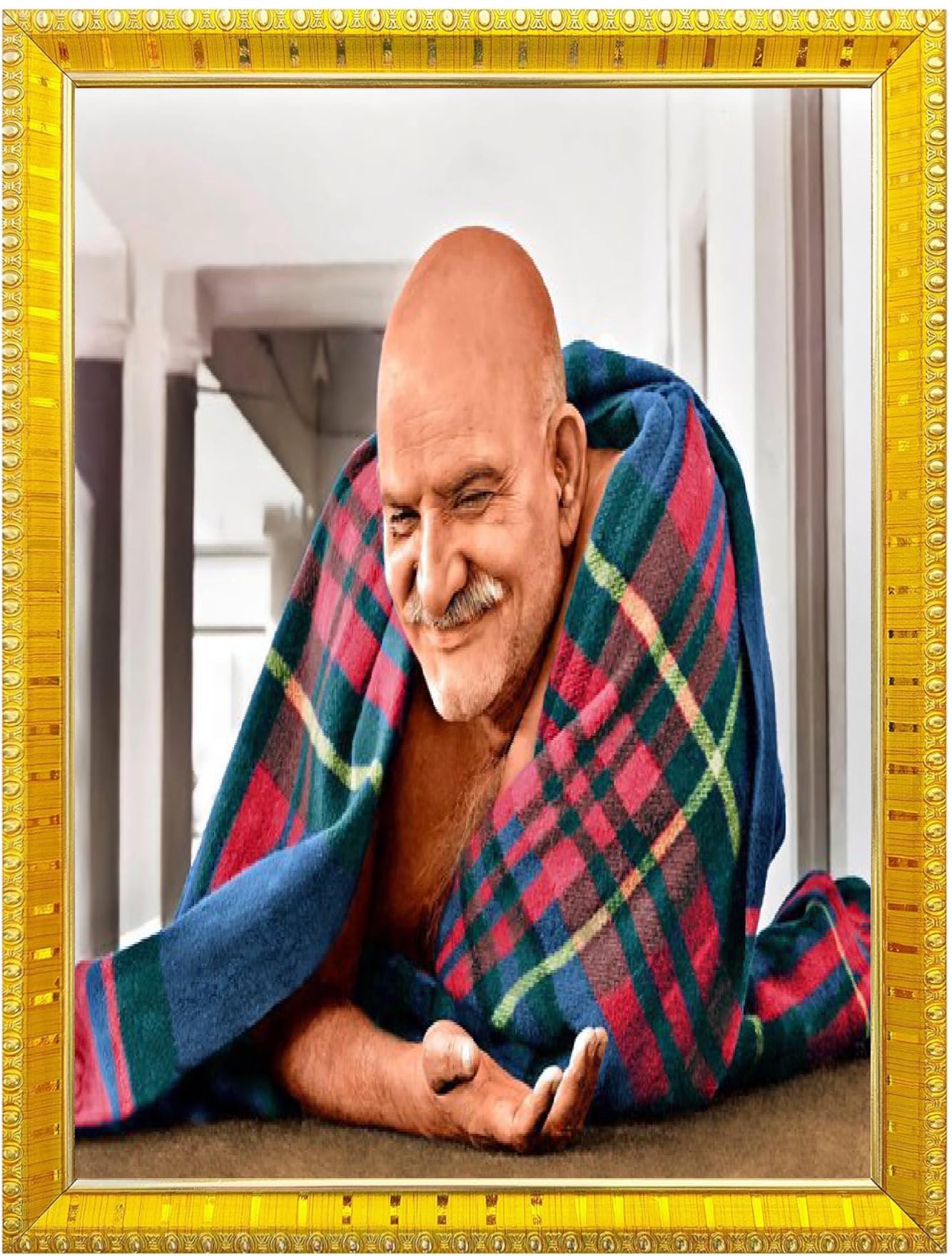 NOKKES Neem Karoli Baba Neev Karori baba Photo Frames Religious Photo frame 5X7 Inch Photo Frame_W62