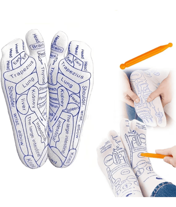 sakimo Reflexology Socks with Tools,Reflexology Socks Set,Acupressure Reflexology Socks with Trigger Point Massage Tool,Reflexology Foot Massage Socks,Foot Pain Relief Remedy for Foot Massager