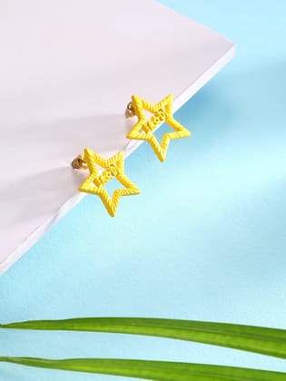 justpeachy Yellow Contemporary Studs Earrings