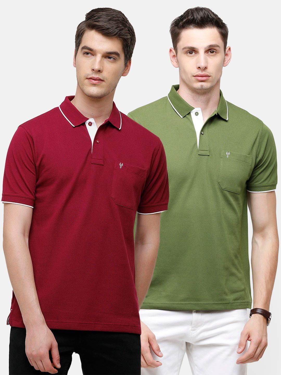 Classic Polo Men's Combo Double Pique Polo Half Sleeve Slim Fit T-Shirt Nova - Pack of 2