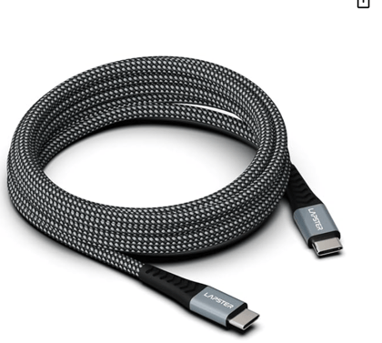 Lapster Rapidzz 60W Fast Charging 1M Braided Type C to Type C Cable for Smartphones, Tablets, Laptops & other Type C devices, PD Technology, 480Mbps Data Sync-Black