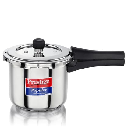 Prestige 3 Litre Stainless Steel Popular Svachh Outerlid Pressure Cooker | Deep lid for spillage control|Gas & Induction Compatible|Controlled Gasket Release System|5 Years warranty|ISI Certified
