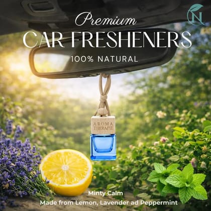 Minty Calm Car Freshener | Specially for Nausea | Cube Bottle | Wooden Diffuser