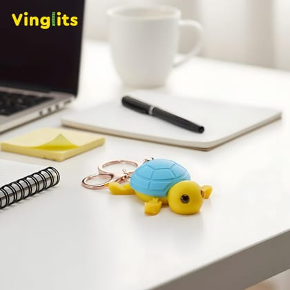 Vinglits Bugsy & Scaly 3D Printed Keychains – Articulated Animal Toys, Pocket-Friendly Keyrings, Stress Relief Desk Toys for Kids & Adults, Collectible Accessories (Turtle - Guddu, Medium)