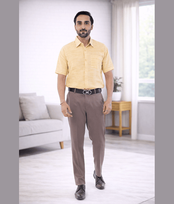 DESHBANDHU DBK Cotton Blend Regular Fit Half Sleeves Men's Formal Shirt - Yellow ( Pack of 1 )