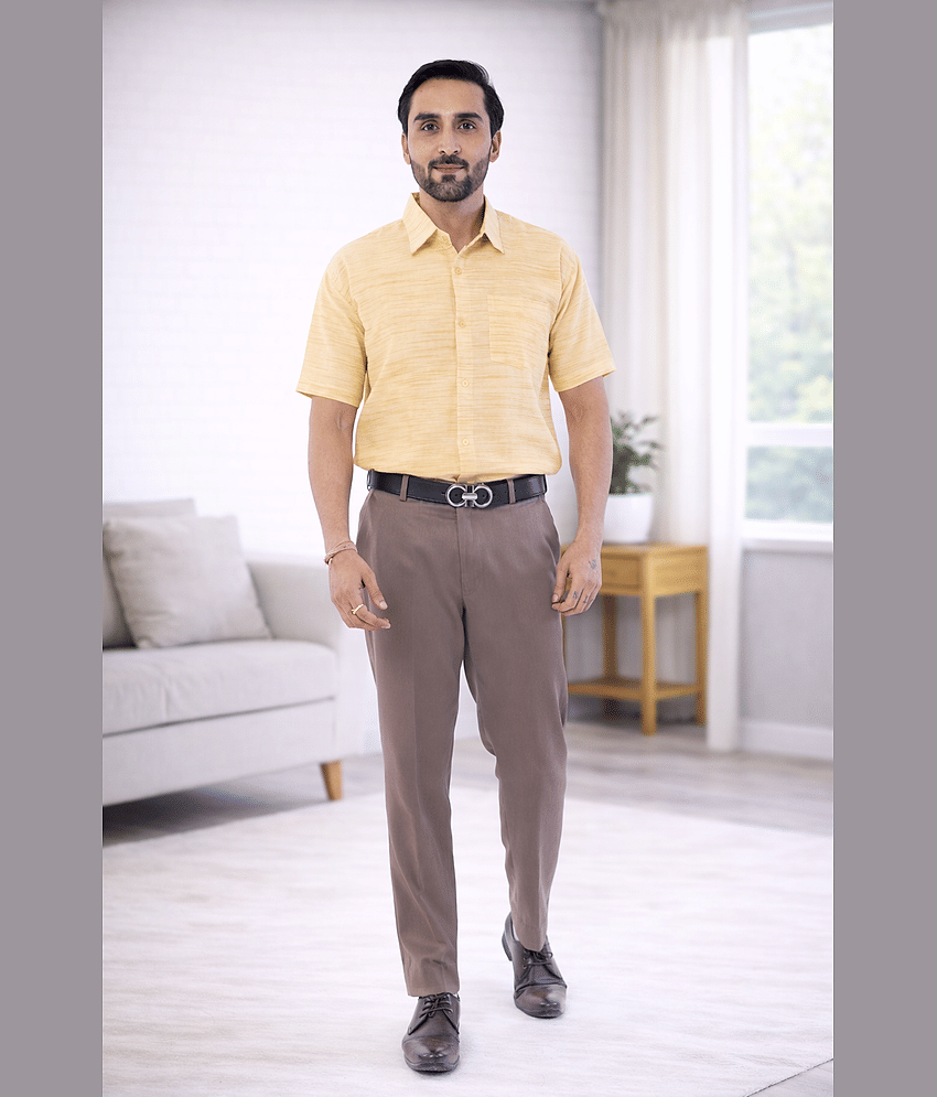 DESHBANDHU DBK Cotton Blend Regular Fit Half Sleeves Men's Formal Shirt - Yellow ( Pack of 1 )