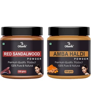 Oilanic 100% Red Sandalwood Powder & Amba Haldi Powder For Skin Hair Mask 200 g Pack of 2