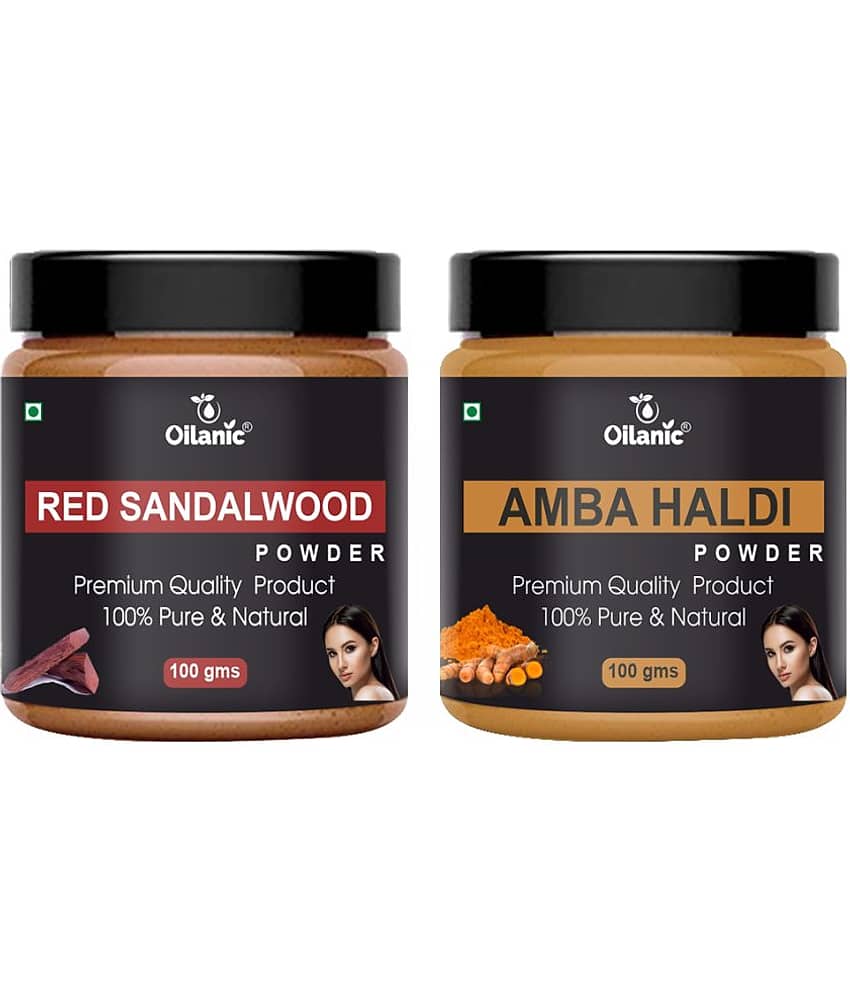 Oilanic 100% Red Sandalwood Powder & Amba Haldi Powder For Skin Hair Mask 200 g Pack of 2