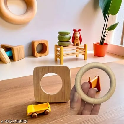 Neem Wood Teether Square Shape and Ring Shape Beat Neem teether for baby Neem Wood Teether Square Shape and Ring Shape Beat Neem teether for baby