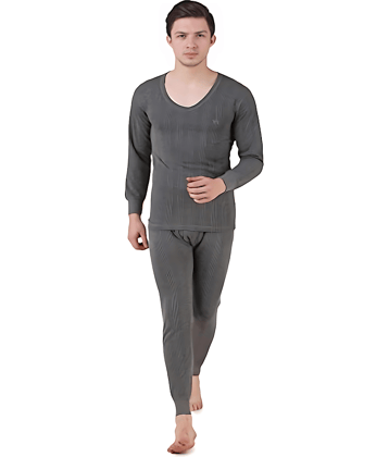 Hap Kings Pack of 1 Cotton Thermal Sets For Men's ( Grey )