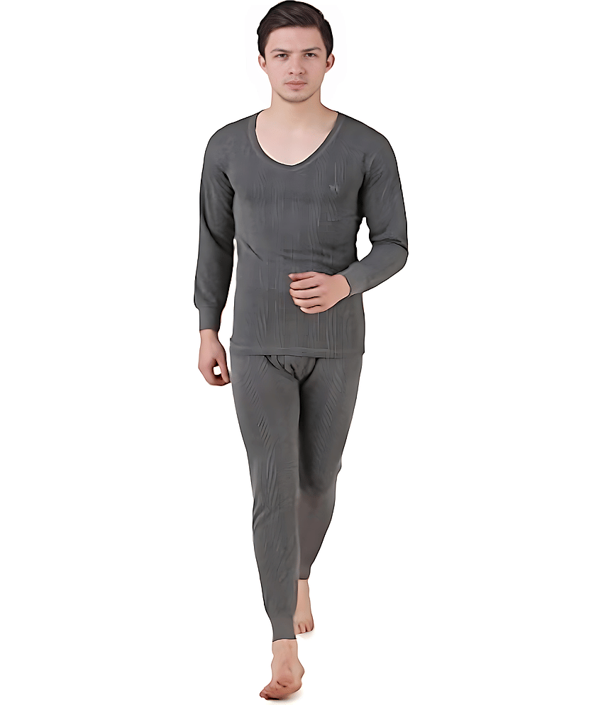 Hap Kings Pack of 1 Cotton Thermal Sets For Men's ( Grey )