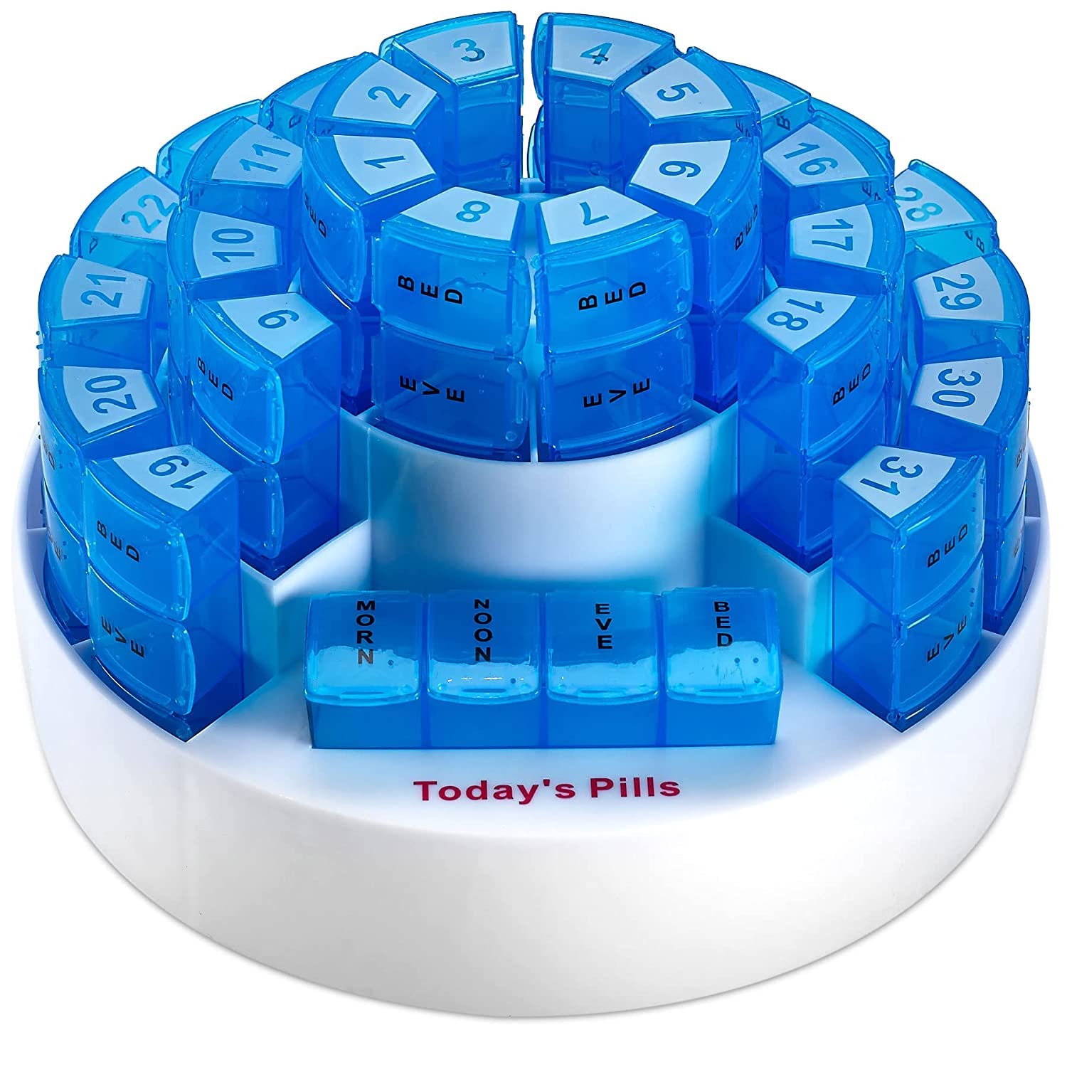 Ezyfit Monthly Pill Box 31 Day Medication Organizer, Multiple Daily Doses Section, Removable Compartments Perfect for Travelling, Detachable Containers