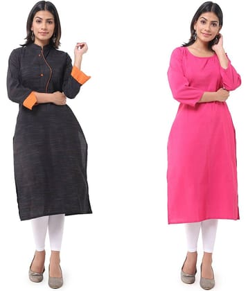 DESHBANDHU DBK - Multicolor Cotton Women's Straight Kurti ( Pack of 2 )