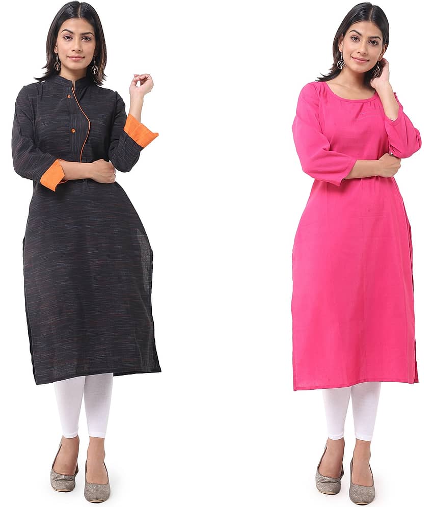 DESHBANDHU DBK - Multicolor Cotton Women's Straight Kurti ( Pack of 2 )