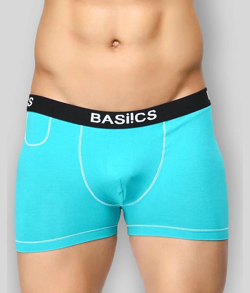 BASIICS By La Intimo Pack of 1 100% Cotton Trunks For Men's ( Turquoise )