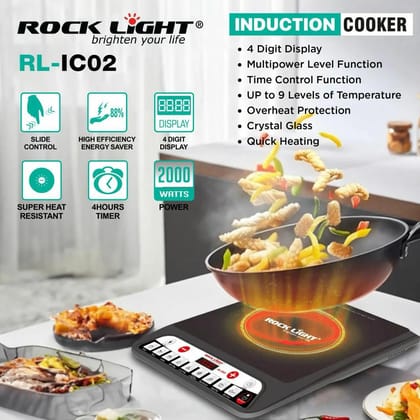 Rock Light RL-IC02 Induction Cooktop | Electric Induction Stove with Fast Heating | Portable Induction Cooking Plate for Home & Kitchen | Easy-to-Use Induction Cooker Rock Light RL-IC02 Induction Cooktop | Electric Induction Stove with Fast Heating | Portable Induction Cooking Plate for Home & Kitchen | Easy-to-Use Induction Cooker