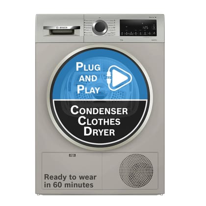 Bosch 9 kg Fully Automatic Front Load Condenser Heat Pump Tumble Dryer | 100% Drying, 0% Effort | 5 Drying Options |Reduces 99.9% Allergens |Ready-to-Wear No Crease (2026 model,WPG24108IN,Silver Inox) Bosch 9 kg Fully Automatic Front Load Condenser Heat Bosch 9 kg Fully Automatic Front Load Condenser Heat Pump Tumble Dryer | 100% Drying, 0% Effort | 5 Drying Options |Reduces 99.9% Allergens |Ready-to-Wear No Crease (2026 model,WPG24108IN,Silver Inox) Bosch 9 kg Fully Automatic Front Load Condenser Heat