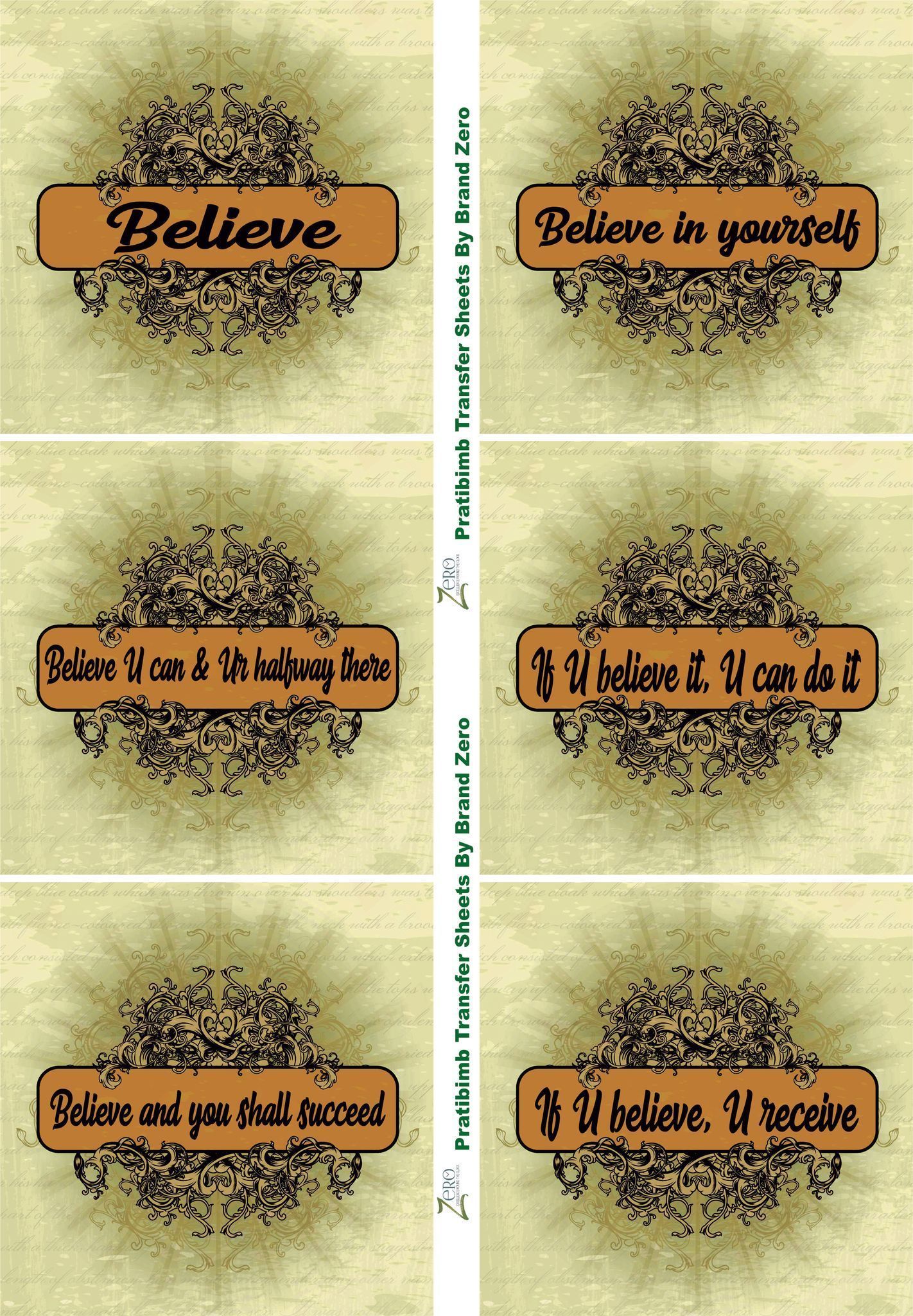 Brand Zero Pratibimb Transfer Sheets - Believe
