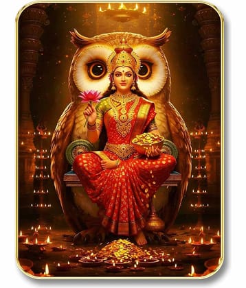 Livin'luxe Maa Lakshmi Owl MDF Wall Art with Table Top Stand & Wall Hanging Hole