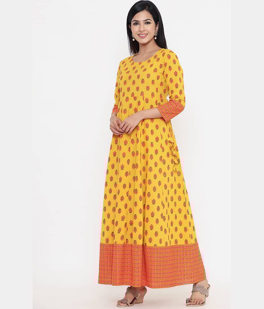 Kbz Yellow Cotton Anarkali Kurti