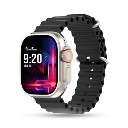 PunnkFunnk T800 1.99" Ultra Infinite Display Smart Watch with Wireless Charging, Bluetooth Calling, Voice Assistant & Sports Modes, 8 Unique UI Interactions, Spo2, 24/7 Heart Rate Tracking (Black) BlackA / Large