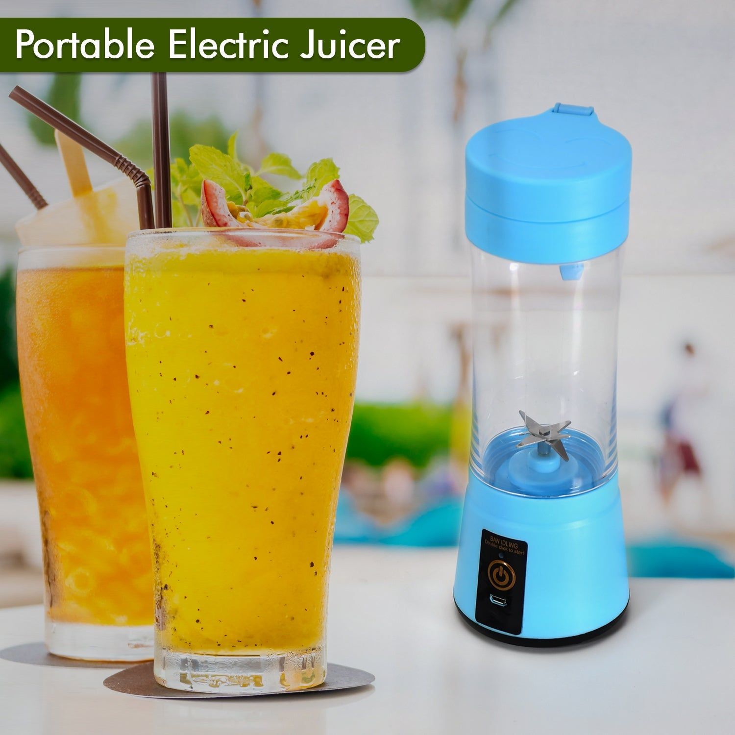 Portable USB Rechargeable 6-Blade Juicer Blender