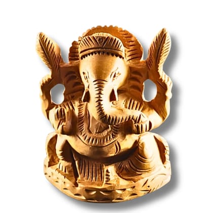 Saadhya Decors Handcrafted Wooden Ganesha Idol 8x 7 cm
