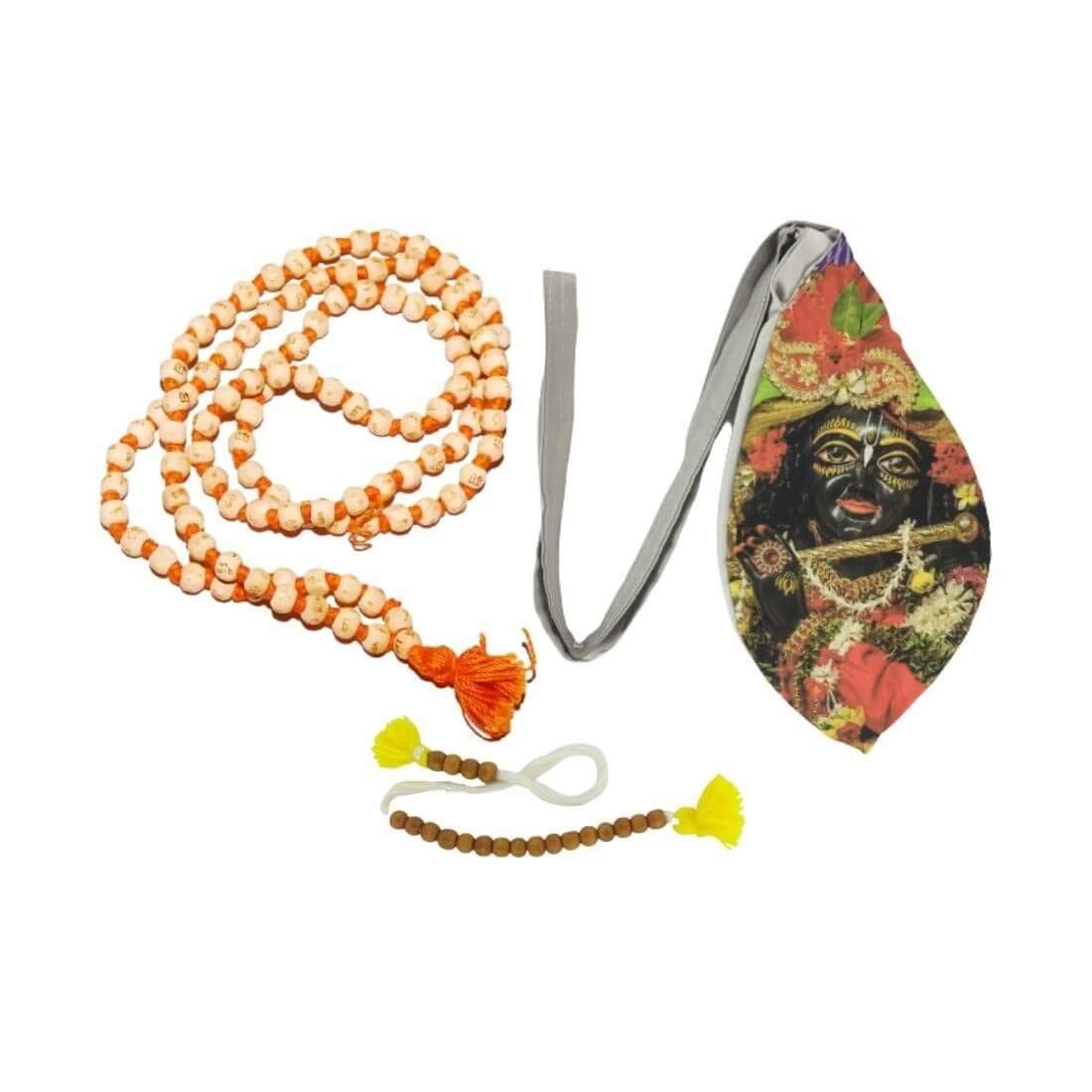 MAYAPURI Krishna Printed Chanting Bag/Japa bag with Japa Mala & Sakshi Mala (Pack of 1)