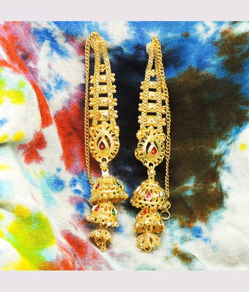 LUV FASHION Golden Jhumki Earrings ( Pack of 1 )