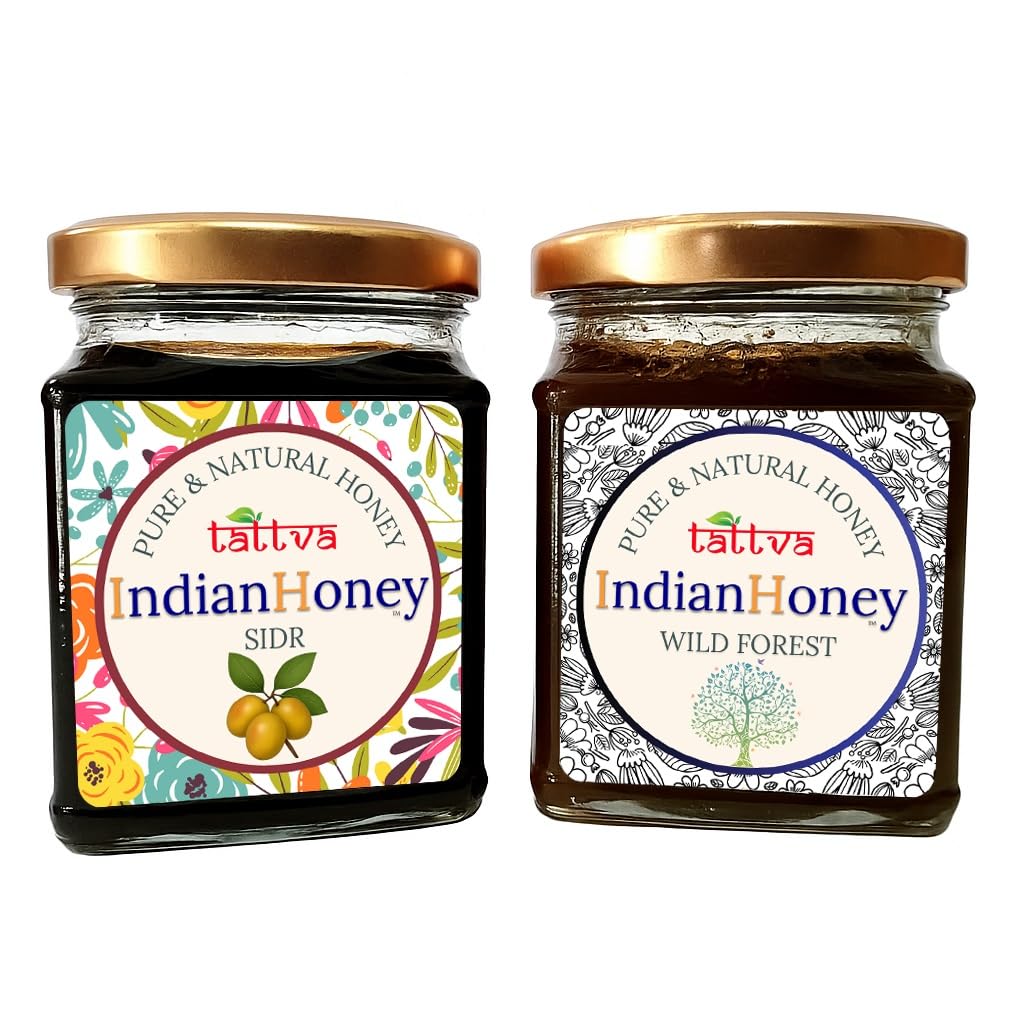 IndianHoney Wild Forest Honey & Premium & Highly Medicinal Sidr Honey Combo Pack (230gm & 230gm)