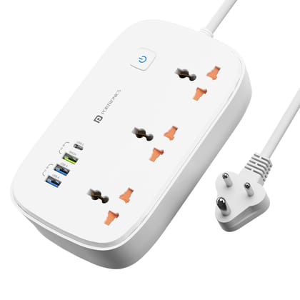 Portronics Power Plate 16 Extension Board with 45W Type-C PD Charging, 3 Universal Sockets, 3 USB Ports, 3 Meter Long Cord, 1440 Watts, Multi Plug for Home Appliances