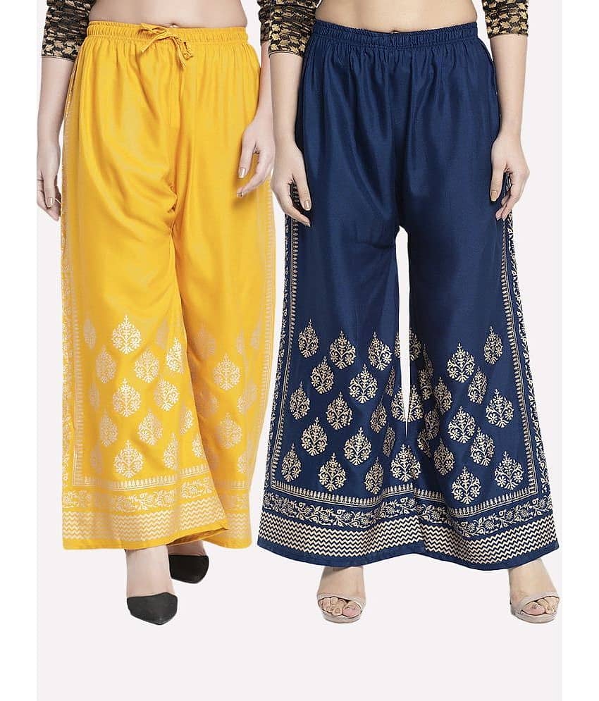 OMAYA - Red Rayon Flared Women's Palazzos ( Pack of 2 )