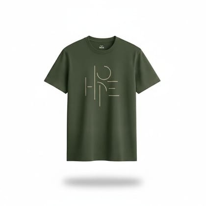 Olive Green Printed Graphic T-Shirt