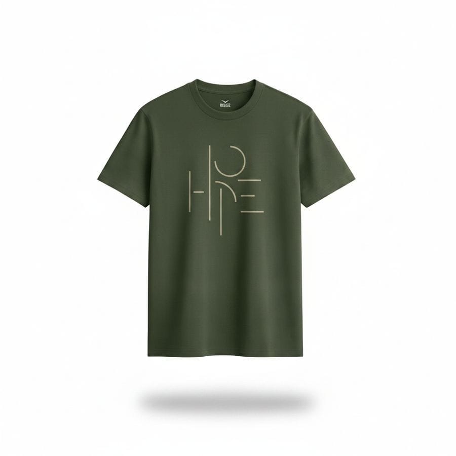 Olive Green Printed Graphic T-Shirt
