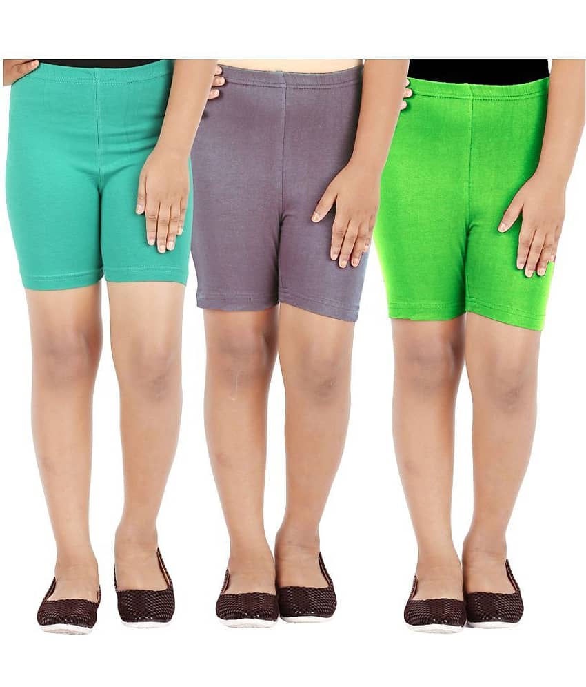 LULA Pack of 3 Girls Cotton Blend Cycling Shorts ( Multicolor )