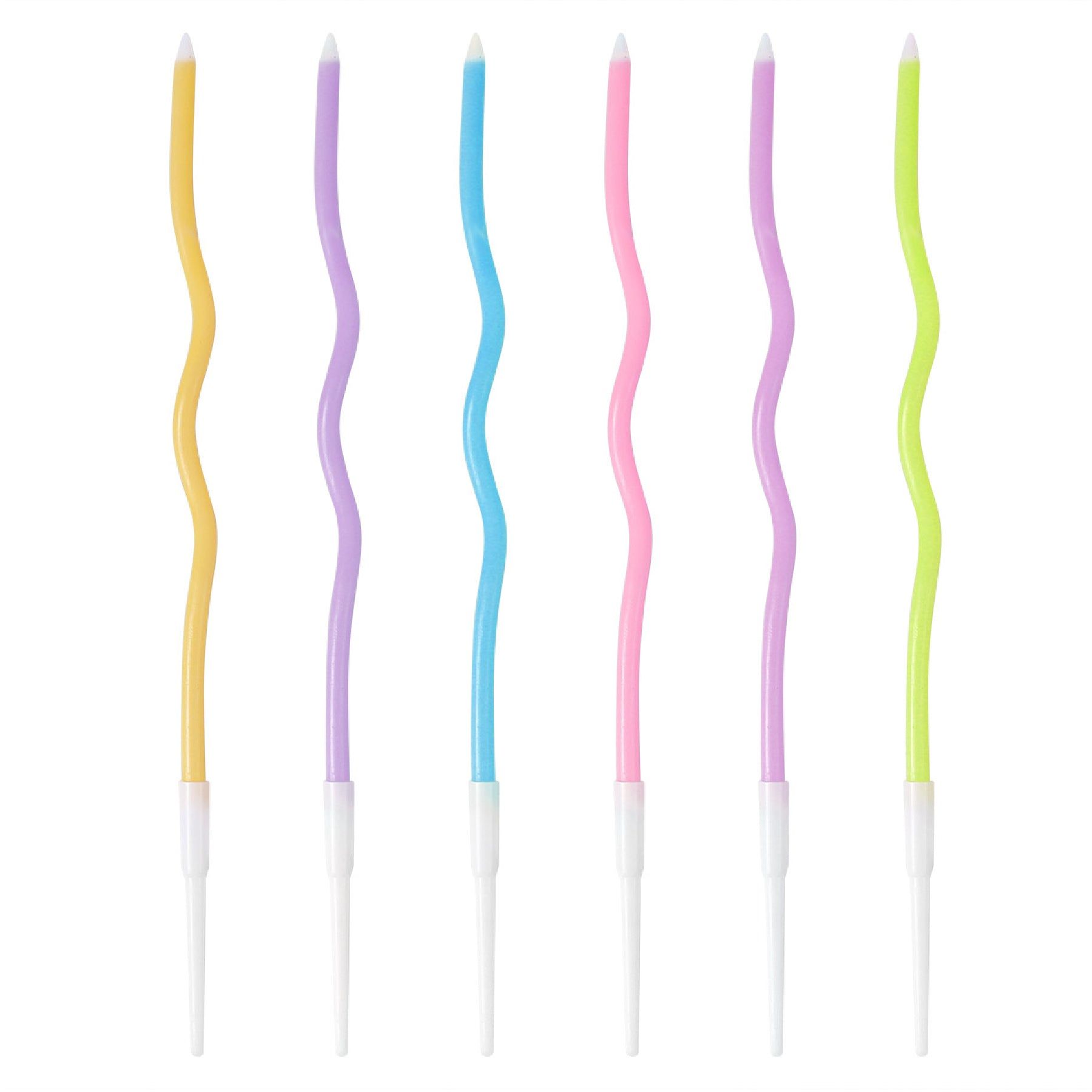 Multicolor Neon Twisted Candles - 6PC