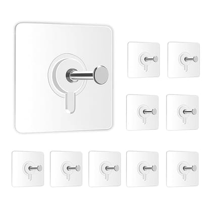 Screw Hanger Hooks-No Hole Hook Home Traceless Sticker Wall Mounted Strong Non-Marking Stickers Perforated Stainless Steel Screw Patches( Pack of 10)