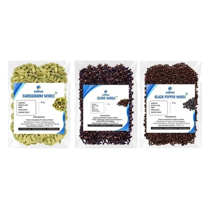 EDHWI Combo - Black Pepper (50g), Clove (25g), Cardamom (100g) � Premium Spice Trio for Cooking & Flavoring