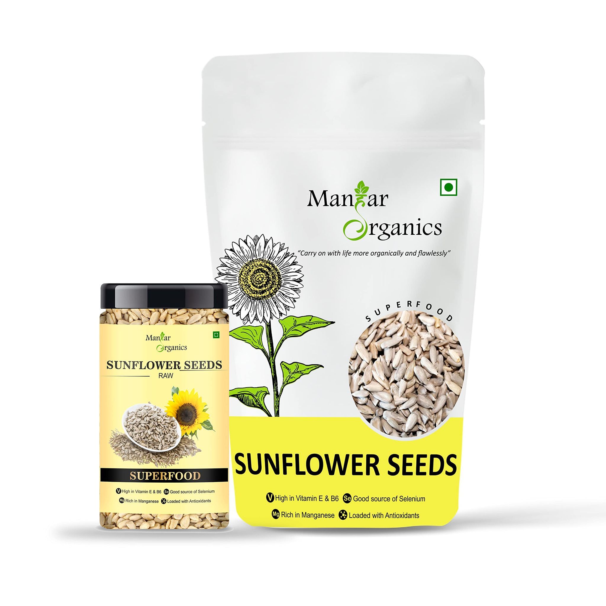 ManHar Organics Raw Sunflower Seeds 1475gm for eating - AAA Grade |Protein and Fiber Rich Superfood| (Sunflower, 1475)